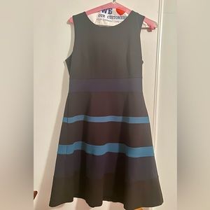 Size 12 sleeveless Tommy Hilfiger dress. Black with navy and green banding